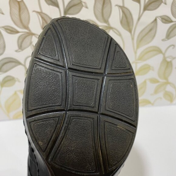 Thom mcAn Womens Black Leather Mule Clogs With Strap Detail 7.5 Comfortable Slip - Picture 9 of 10